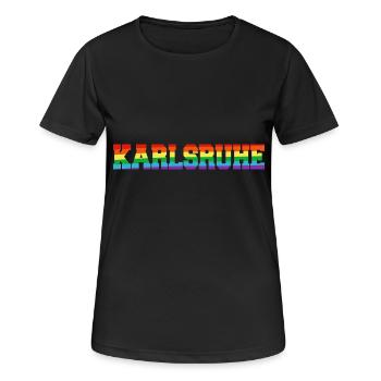 Karlsruhe Regenbogenfahne - Frauen T-Shirt atmungsaktiv - Schwarz - Vorne - AI Model Female 172 light (172cm)