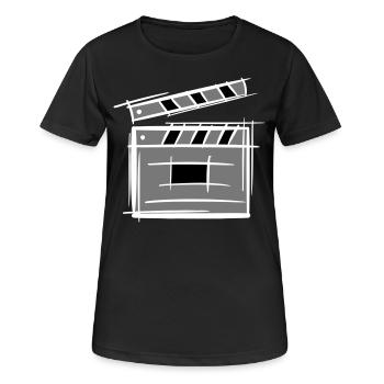 Filmklappe. Regisseur. Filmproduzent. Filmemacher. - Frauen T-Shirt atmungsaktiv - Schwarz - Vorne - AI Model Female 172 light (172cm)