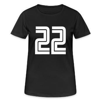 Trikotnummer 22 – Geschenk zum 22. Geburtstag - Frauen T-Shirt atmungsaktiv - Schwarz - Vorne - AI Model Female 172 light (172cm)