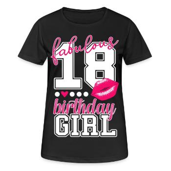 fabulous 18 birthday girl 18th birthday pink Kiss - Women's Breathable T-Shirt - black - Front - AI Model Female 172 light (172cm)