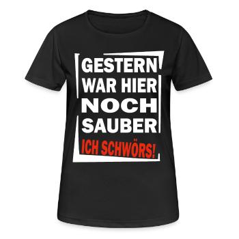 Chaot - Gestern war noch Sauber - Chaos Aufräumen - Frauen T-Shirt atmungsaktiv - Schwarz - Vorne - AI Model Female 172 light (172cm)