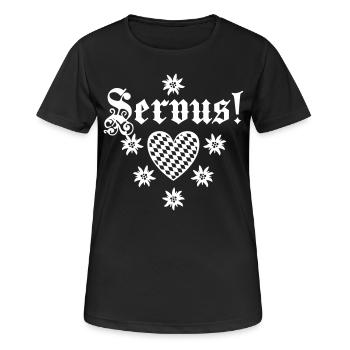 Servus Coeur Losange Edelweiss 78 - T-shirt respirant Femme - noir - Devant - AI Model Female 172 light (172cm)