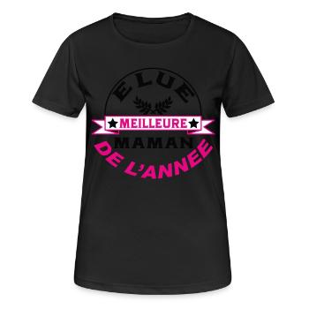 Elue meilleure maman de l'année - T-shirt respirant Femme - noir - Devant - AI Model Female 172 light (172cm)