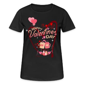 VALENTIN Frohe Valentinstage - Frauen T-Shirt atmungsaktiv - Schwarz - Vorne - AI Model Female 172 light (172cm)