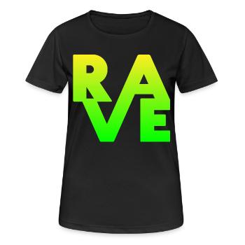 Rave Clothing EDM Music für Raver und DJ - Frauen T-Shirt atmungsaktiv - Schwarz - Vorne - AI Model Female 172 light (172cm)