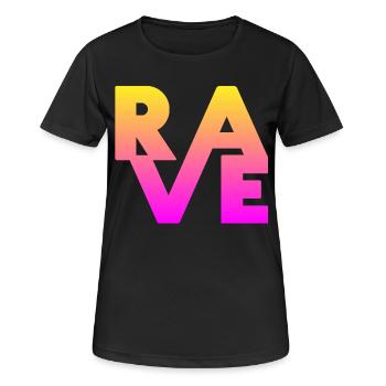 Rave Clothing EDM Music für Raver und DJ - Frauen T-Shirt atmungsaktiv - Schwarz - Vorne - AI Model Female 172 light (172cm)