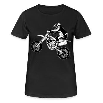 Supermoto - Frauen T-Shirt atmungsaktiv - Schwarz - Vorne - AI Model Female 172 light (172cm)