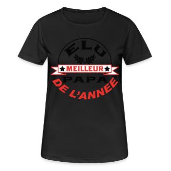 Elu meilleur papa de l'année - T-shirt respirant Femme - noir - Devant - AI Model Female 172 light (172cm)