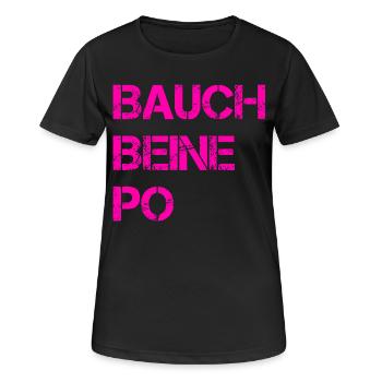 Bauch Beine Po Fitness - Frauen T-Shirt atmungsaktiv - Schwarz - Vorne - AI Model Female 172 light (172cm)