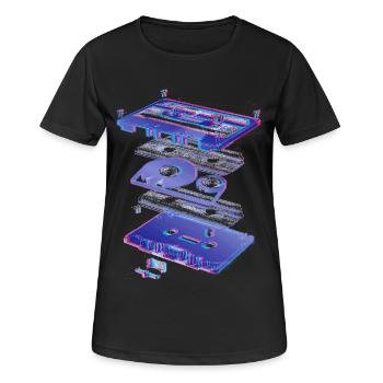 audio cassette tape compact 80s retro walkman - T-shirt respirant Femme - noir - Devant - AI Model Female 172 light (172cm)
