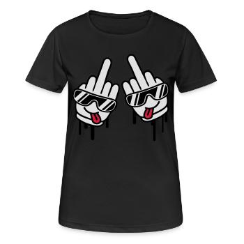 Cool Fuck Off Hands - Frauen T-Shirt atmungsaktiv - Schwarz - Vorne - AI Model Female 172 light (172cm)