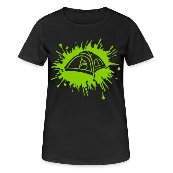 Spending the night outside in a splash of colour tent - Women's Breathable T-Shirt - black - Front - AI Model Female 172 light (172cm)