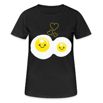 spiegeleier love - Frauen T-Shirt atmungsaktiv - Schwarz - Vorne - AI Model Female 172 light (172cm)