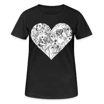 Hundeherz Hund Liebe - Frauen T-Shirt atmungsaktiv - Schwarz - Vorne - AI Model Female 172 light (172cm)