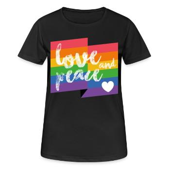 Love and Peace - Pride Month - Frauen T-Shirt atmungsaktiv - Schwarz - Vorne - AI Model Female 172 light (172cm)