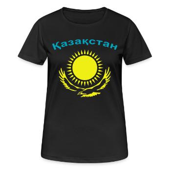 Kasachstan 2-farbig - Frauen T-Shirt atmungsaktiv - Schwarz - Vorne - AI Model Female 172 light (172cm)