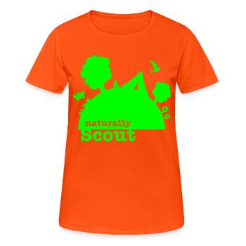 naturally scout - Frauen T-Shirt atmungsaktiv - Neonorange - Vorne - AI Model Female 172 dark (172cm)