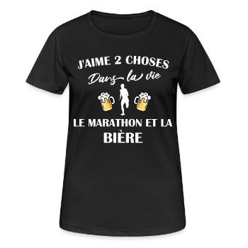 J'aime 2 choses le marathon et la bière t-shirt - T-shirt respirant Femme - noir - Devant - AI Model Female 172 light (172cm)