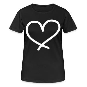 Herz Emoji Skizze - Frauen T-Shirt atmungsaktiv - Schwarz - Vorne - AI Model Female 172 light (172cm)