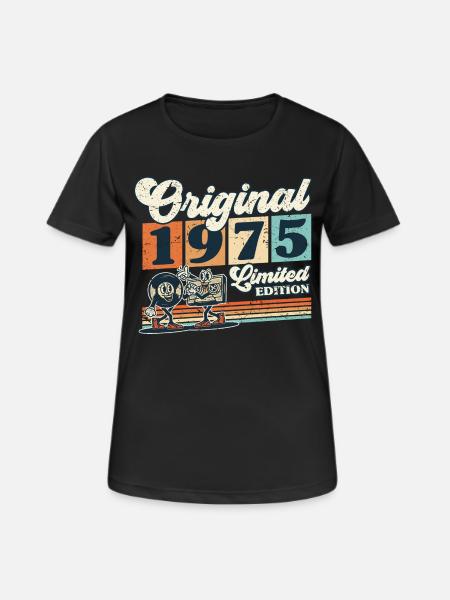 50e verjaardag 50 jaar geboren 1975 man vrouw - Vrouwen T-shirt ademend actief - zwart