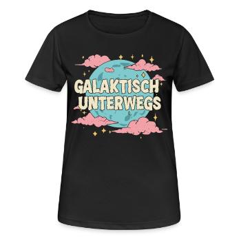 Galaktisch Unterwegs Retro Weltraum - Frauen T-Shirt atmungsaktiv - Schwarz - Vorne - AI Model Female 172 light (172cm)