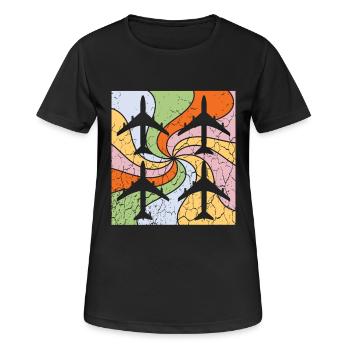 Mandala Airplane Pattern - Women's Breathable T-Shirt - black - Front - AI Model Female 172 light (172cm)
