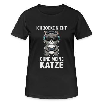 Je ne joue pas sans mon chat - T-shirt respirant Femme - noir - Devant - AI Model Female 172 light (172cm)