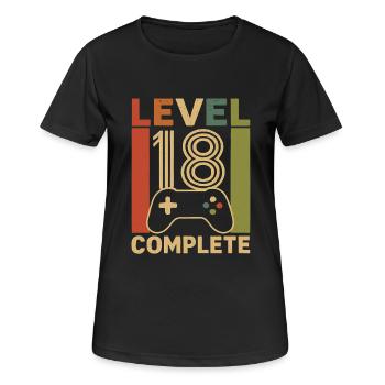 Level 18 Completed Gamer Geburtstagsdesign - Frauen T-Shirt atmungsaktiv - Schwarz - Vorne - AI Model Female 172 light (172cm)