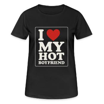 I Love My Hot Boyfriend - Frauen T-Shirt atmungsaktiv - Schwarz - Vorne - AI Model Female 172 light (172cm)