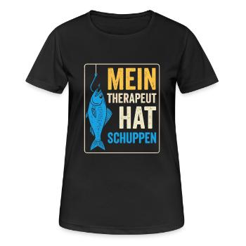 Fishing Therapy Saying - Women's Breathable T-Shirt - black - Front - AI Model Female 172 light (172cm)