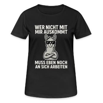 Selbstbewusst Lama Spruch - Frauen T-Shirt atmungsaktiv - Schwarz - Vorne - AI Model Female 172 light (172cm)