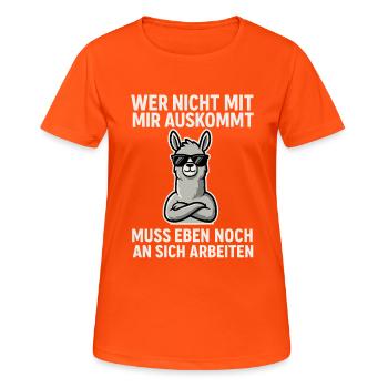 Dicton de lama confiant - T-shirt respirant Femme - orange néon - Devant - AI Model Female 172 dark (172cm)