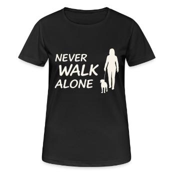 Never Walk Alone – Woman with Dog - Women's Breathable T-Shirt - black - Front - AI Model Female 172 light (172cm)
