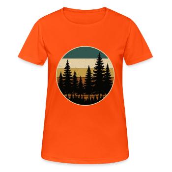 Forest Trees Firs Retro - Women's Breathable T-Shirt - neon orange - Front - AI Model Female 172 dark (172cm)