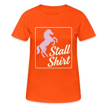 Chemise d’écurie – Horse Girl Design - T-shirt respirant Femme - orange néon - Devant - AI Model Female 172 dark (172cm)