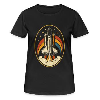 Retro Space Shuttle – Raketenstart Vintage - Frauen T-Shirt atmungsaktiv - Schwarz - Vorne - AI Model Female 172 light (172cm)