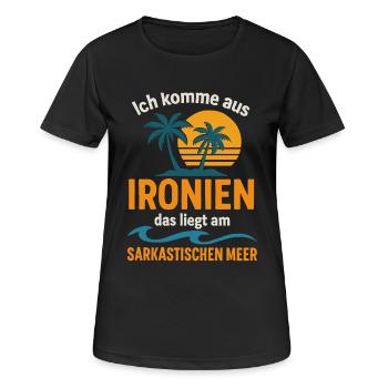 Ironien – Sarkasmus Shirt mit Wortwitz - Frauen T-Shirt atmungsaktiv - Schwarz - Vorne - AI Model Female 172 light (172cm)