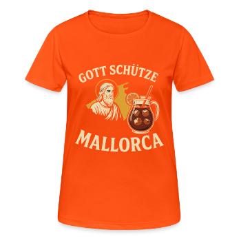 Que Dieu bénisse Majorque – Sangria & Sun - T-shirt respirant Femme - orange néon - Devant - AI Model Female 172 dark (172cm)