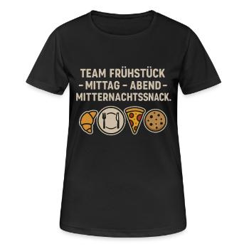 Équipe Petit-déjeuner Déjeuner Dîner Minuit Collation - T-shirt respirant Femme - noir - Devant - AI Model Female 172 light (172cm)