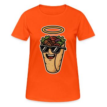 Holy kebab – snack of heaven - Women's Breathable T-Shirt - neon orange - Front - AI Model Female 172 dark (172cm)