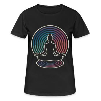 Zen-Meditation Wellenkreise - Frauen T-Shirt atmungsaktiv - Schwarz - Vorne - AI Model Female 172 light (172cm)