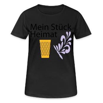 Meine Heimat Geripptes - Apfelwein - Frauen T-Shirt atmungsaktiv - Schwarz - Vorne - AI Model Female 172 light (172cm)