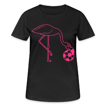 fussball verein spielen ball kicker lachen mund au - Frauen T-Shirt atmungsaktiv - Schwarz - Vorne - AI Model Female 172 light (172cm)