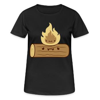 Clipart wood log burns - Women's Breathable T-Shirt - black - Front - AI Model Female 172 light (172cm)