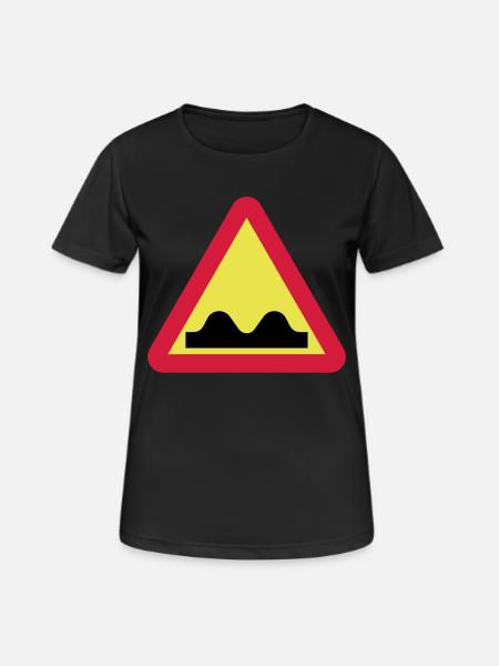 Warning sign for bumpy road - Women's Breathable T-Shirt - black