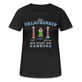 Hamburg, Urlaubsreif Leuchttürme, Deutschland - Frauen T-Shirt atmungsaktiv - Schwarz - Vorne - AI Model Female 172 light (172cm)