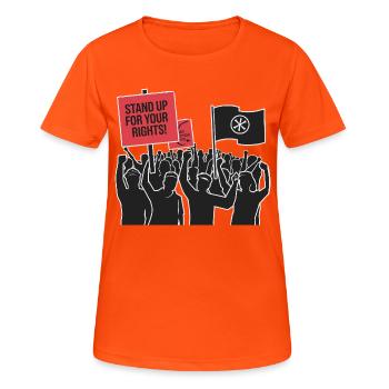 DÉFENDEZ VOS DROITS - T-shirt respirant Femme - orange néon - Devant - AI Model Female 172 dark (172cm)