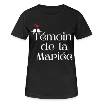 Témoin de la mariée - T-shirt respirant Femme - noir - Devant - AI Model Female 172 light (172cm)