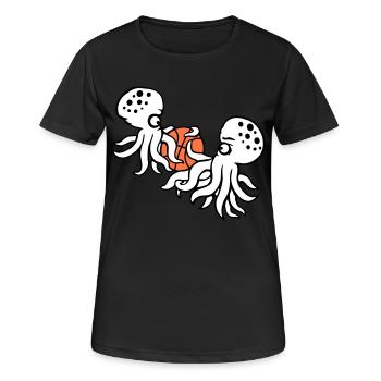 2 Oktopus Basketball spielen Ball Team Sport Hobby - Frauen T-Shirt atmungsaktiv - Schwarz - Vorne - AI Model Female 172 light (172cm)