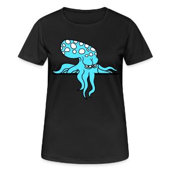 Octopus Behind Wall Fence Sign Bag Looks Evil - Women's Breathable T-Shirt - black - Front - AI Model Female 172 light (172cm)